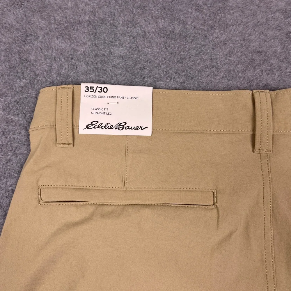 Eddie Bauer Chino Pants Mens 35x30 Khaki Horizon Guide Chino Flexion StormRepel